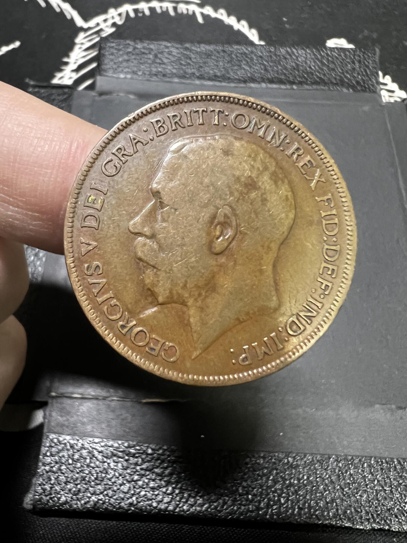 聚福钱庄~世界钱币第一期 新店开业 全场包邮 欢迎参拍 英国1921年乔治五世1便士大铜币