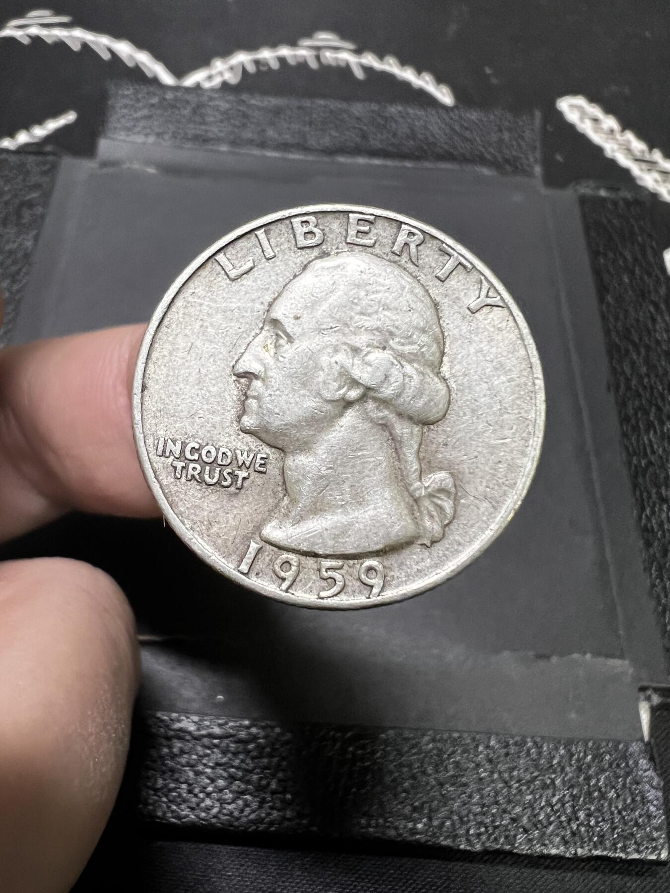 聚福钱庄~世界钱币第一期 新店开业 全场包邮 欢迎参拍 美国1959年华盛顿25分银币