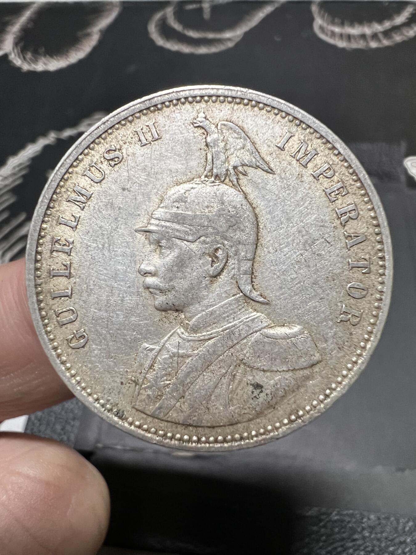 聚福钱庄~世界钱币第一期 新店开业 全场包邮 欢迎参拍 德属东非1908年J版威廉二世1卢比银币好品 小特年