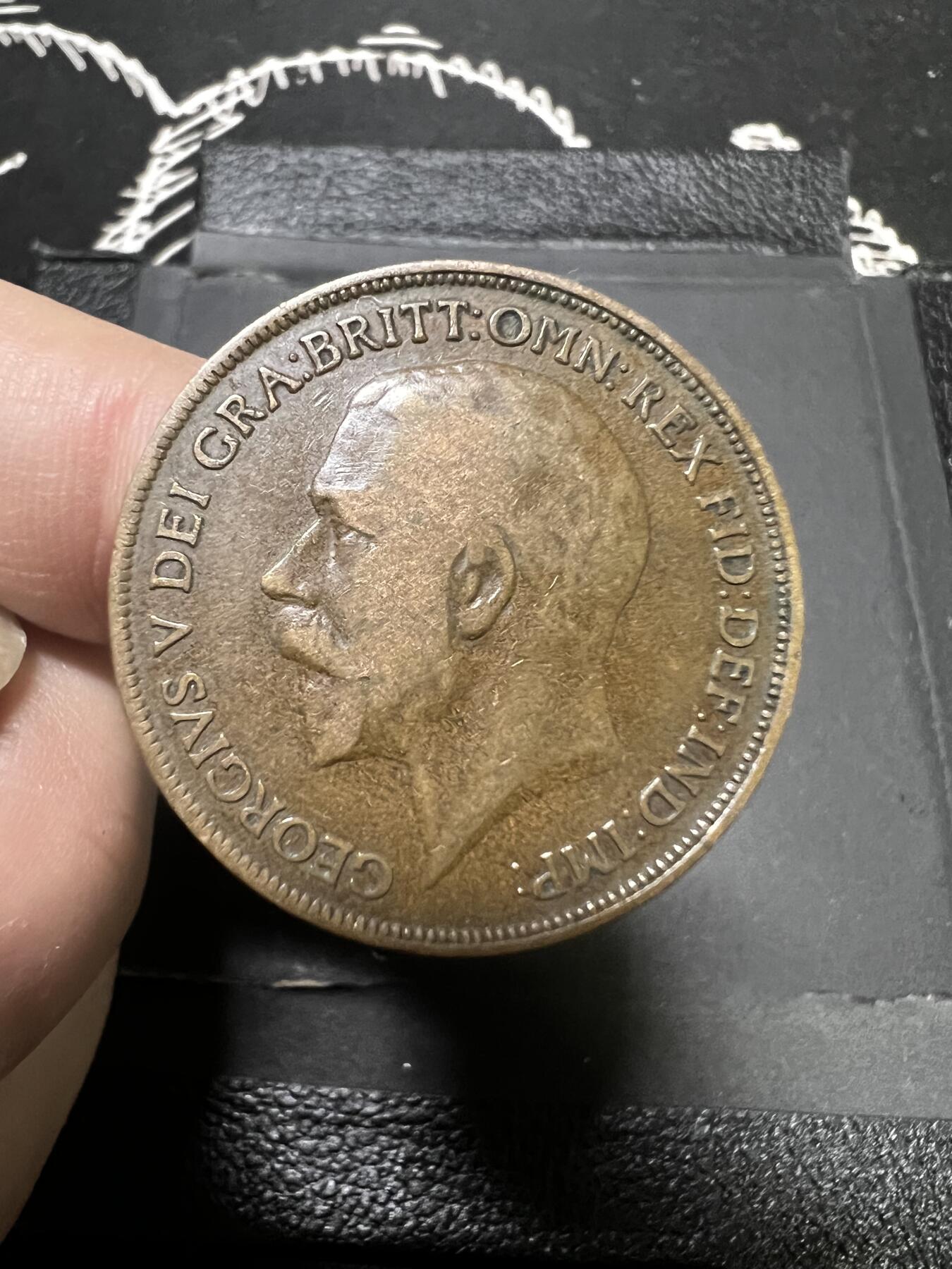 聚福钱庄~世界钱币第一期 新店开业 全场包邮 欢迎参拍 英国1918年乔治五世1便士大铜币