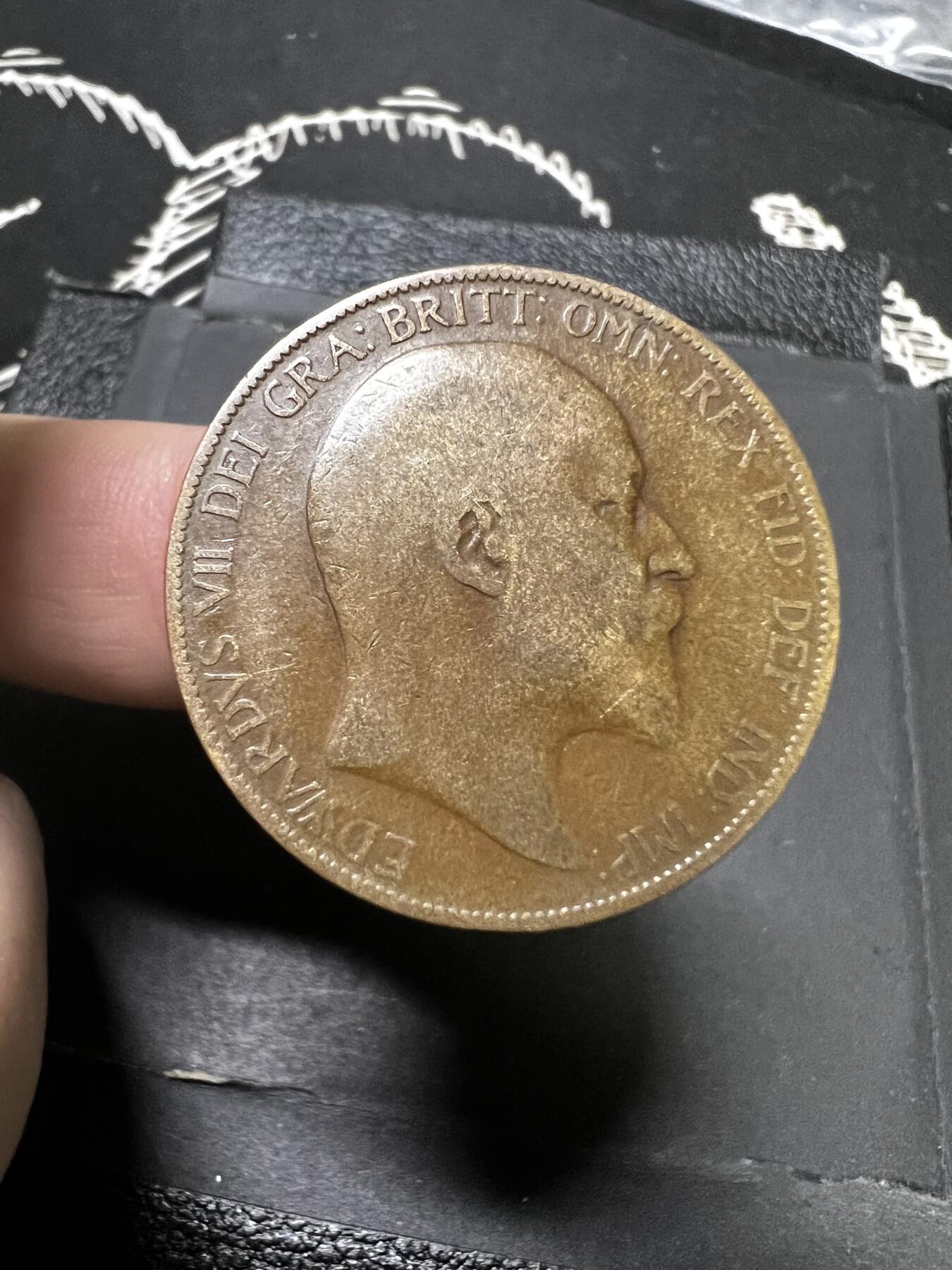 聚福钱庄~世界钱币第一期 新店开业 全场包邮 欢迎参拍 英国1906年爱德华七世1便士大铜币