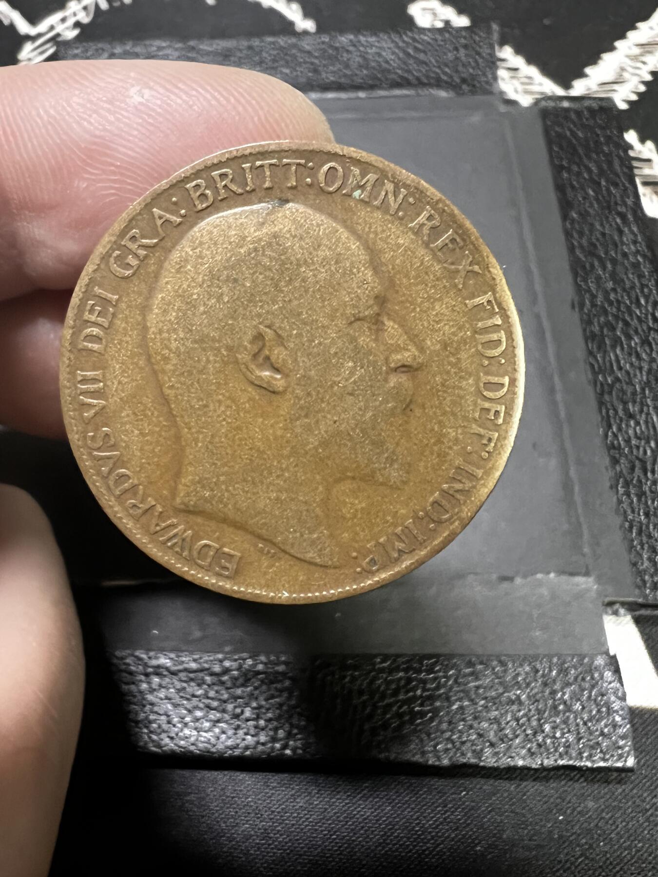 聚福钱庄~世界钱币第一期 新店开业 全场包邮 欢迎参拍 英国1908年爱德华七世1便士大铜币