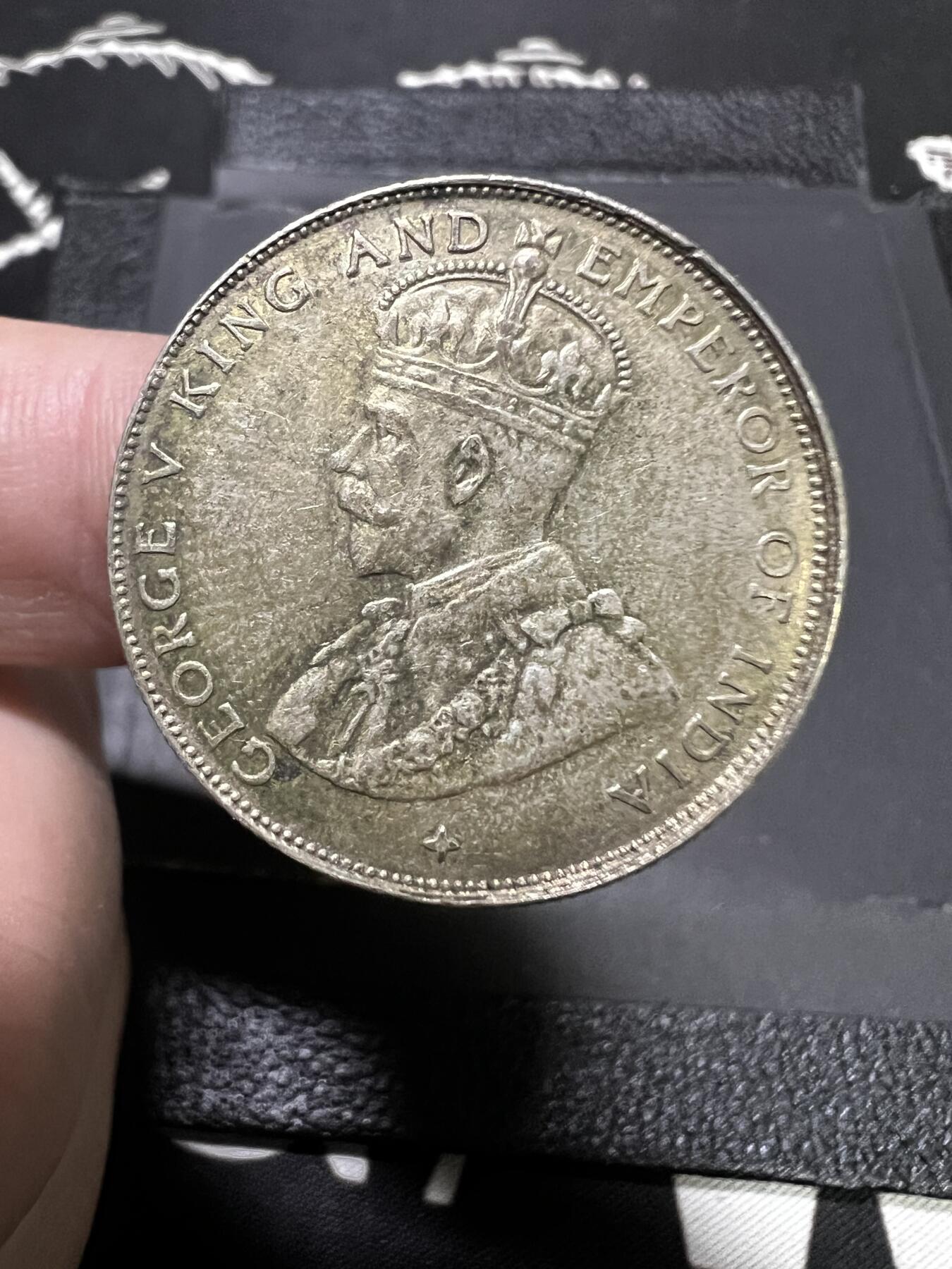 聚福钱庄~世界钱币第一期 新店开业 全场包邮 欢迎参拍 英属海峡殖民地1920年50分银币好品 乔治五世
