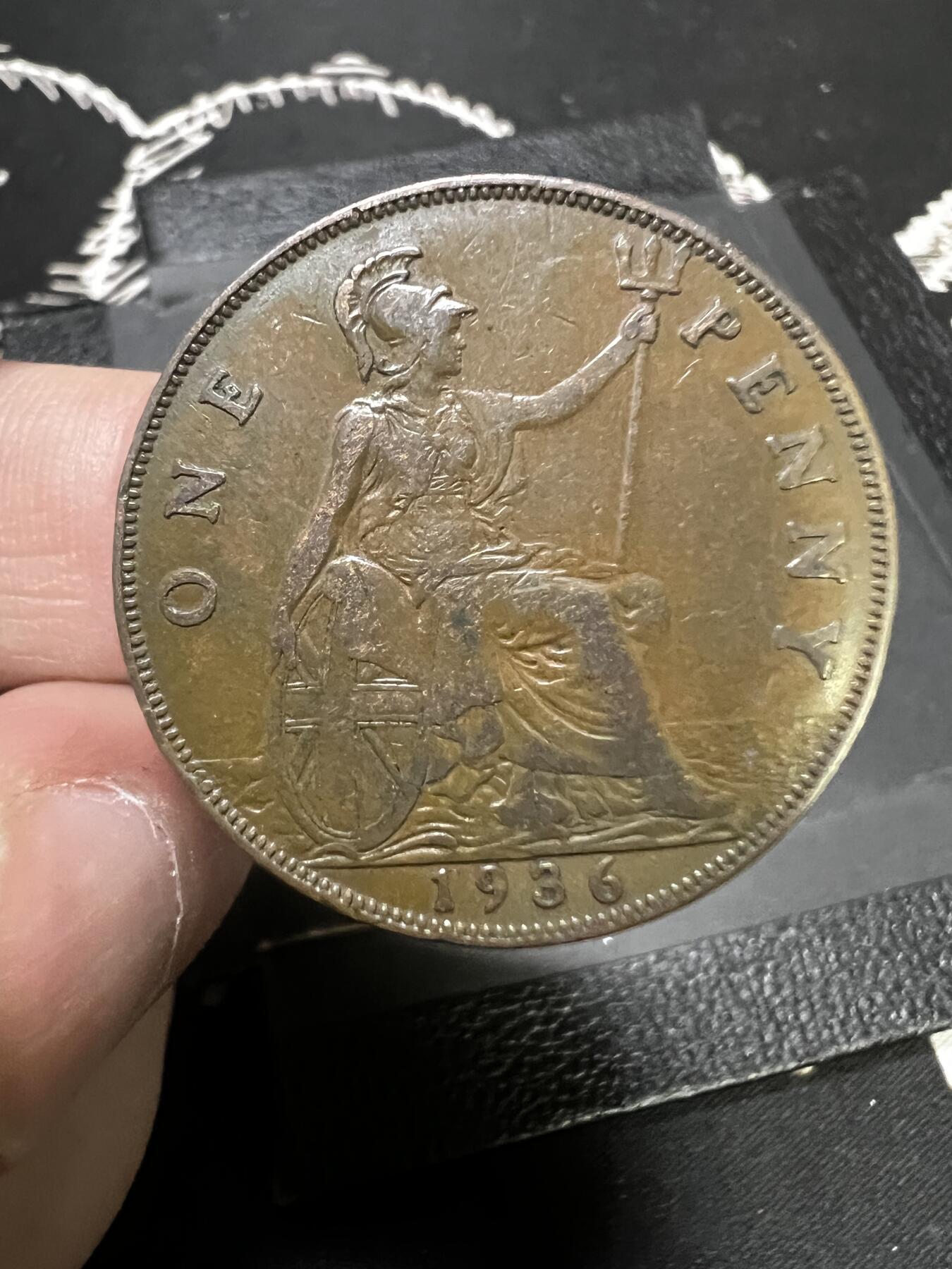 聚福钱庄~世界钱币第一期 新店开业 全场包邮 欢迎参拍 英国1936年乔治五世1便士大铜币