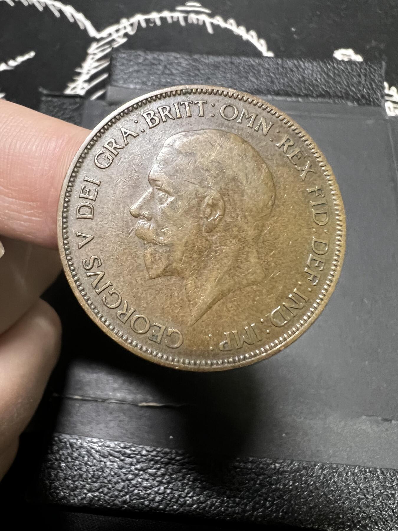 聚福钱庄~世界钱币第一期 新店开业 全场包邮 欢迎参拍 英国1934年乔治五世1便士大铜币