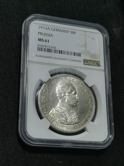 臻藏泉阁国内外钱币 - NGC MS61德国军装5马克银币
