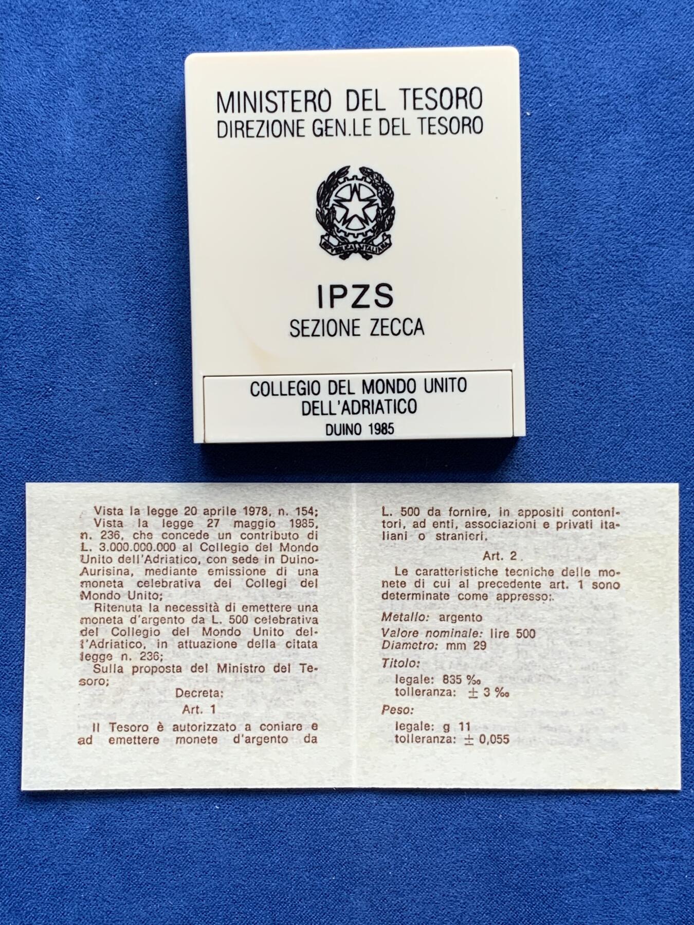 《竞宝斋》第354场 周日，周一，周二 3场连拍 （全场包邮） 意大利1985年蒙塔古建筑500里拉银币，盒证全，白色推拉盒，少见