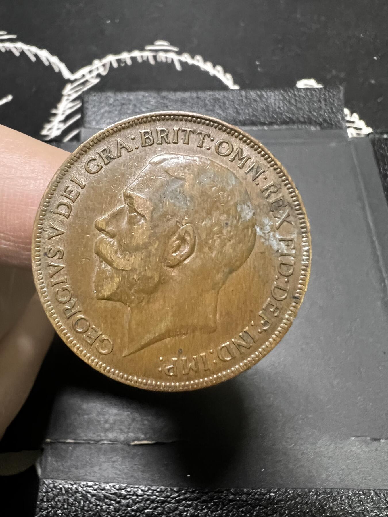 聚福钱庄~世界钱币第一期 新店开业 全场包邮 欢迎参拍 英国1921年乔治五世1便士大铜币