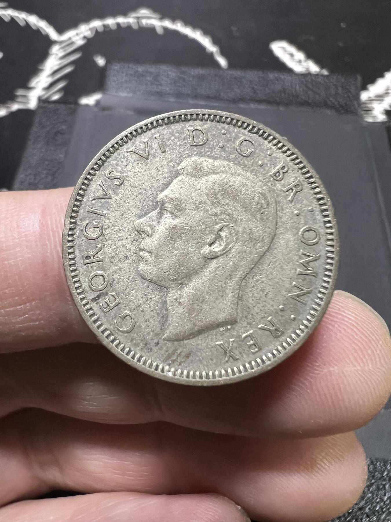 聚福钱庄~世界钱币第一期 新店开业 全场包邮 欢迎参拍 英国1946年乔治六世1先令银币 苏格兰版立狮