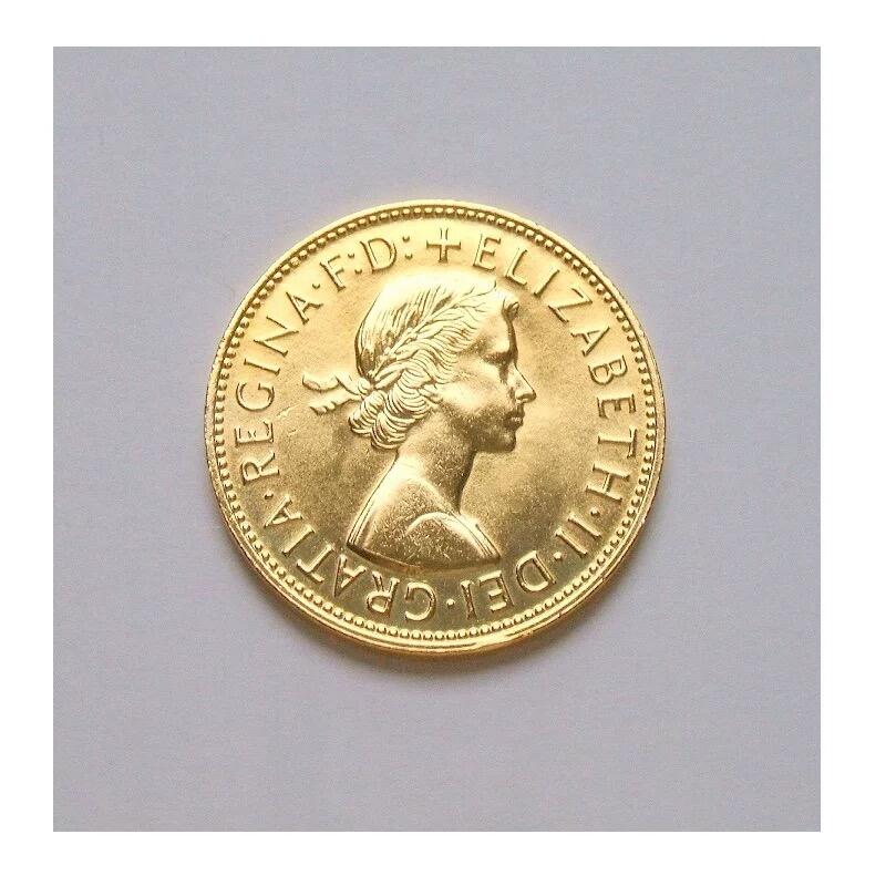 英国1967年 伊丽莎白青年像+海神镀金彩色纪念币 31MM 