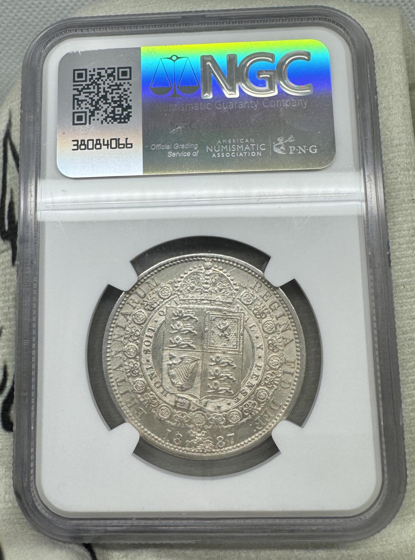 “一元初始，万象更新”新年新铺开张（第5期） NGC-UNCD 1887年英国半克朗，强转光，可以再拿去搏分