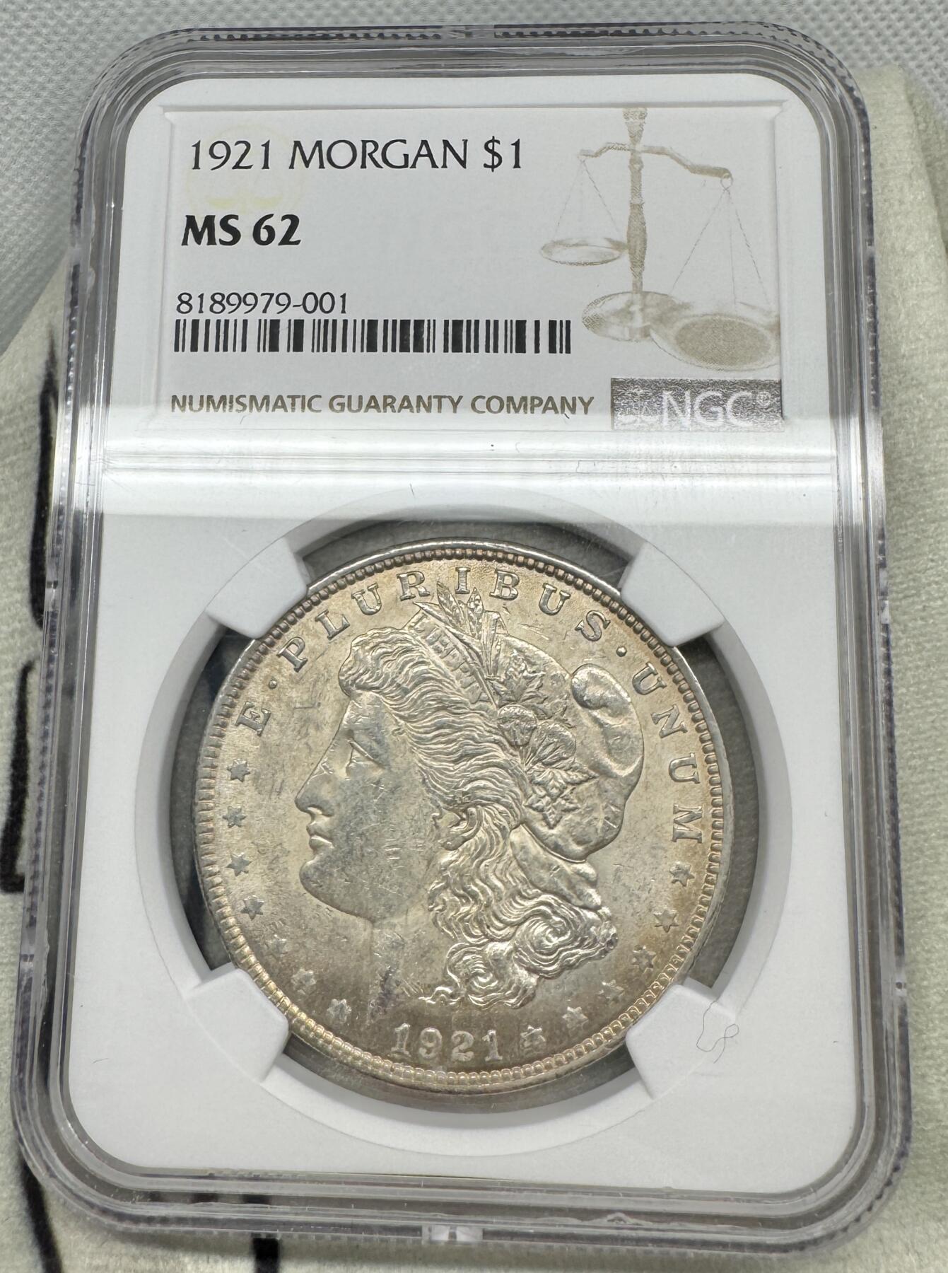 “一元初始，万象更新”新年新铺开张（第5期） NGC-MS62 1921年美国摩根，金色黄油包浆