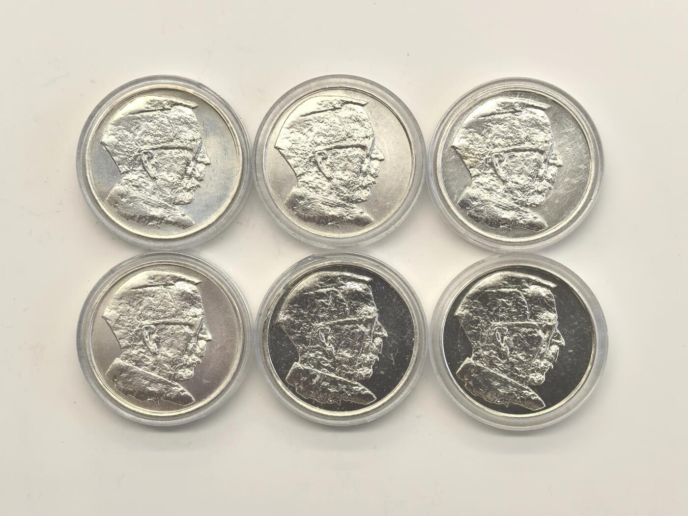 博洋堂世界钱币拍卖第111期（全场包邮） 芬兰1995年阿尔图里·伊尔马里·维尔塔宁诞辰100周年纪念银币6枚一组，24克925银，发行量43000枚