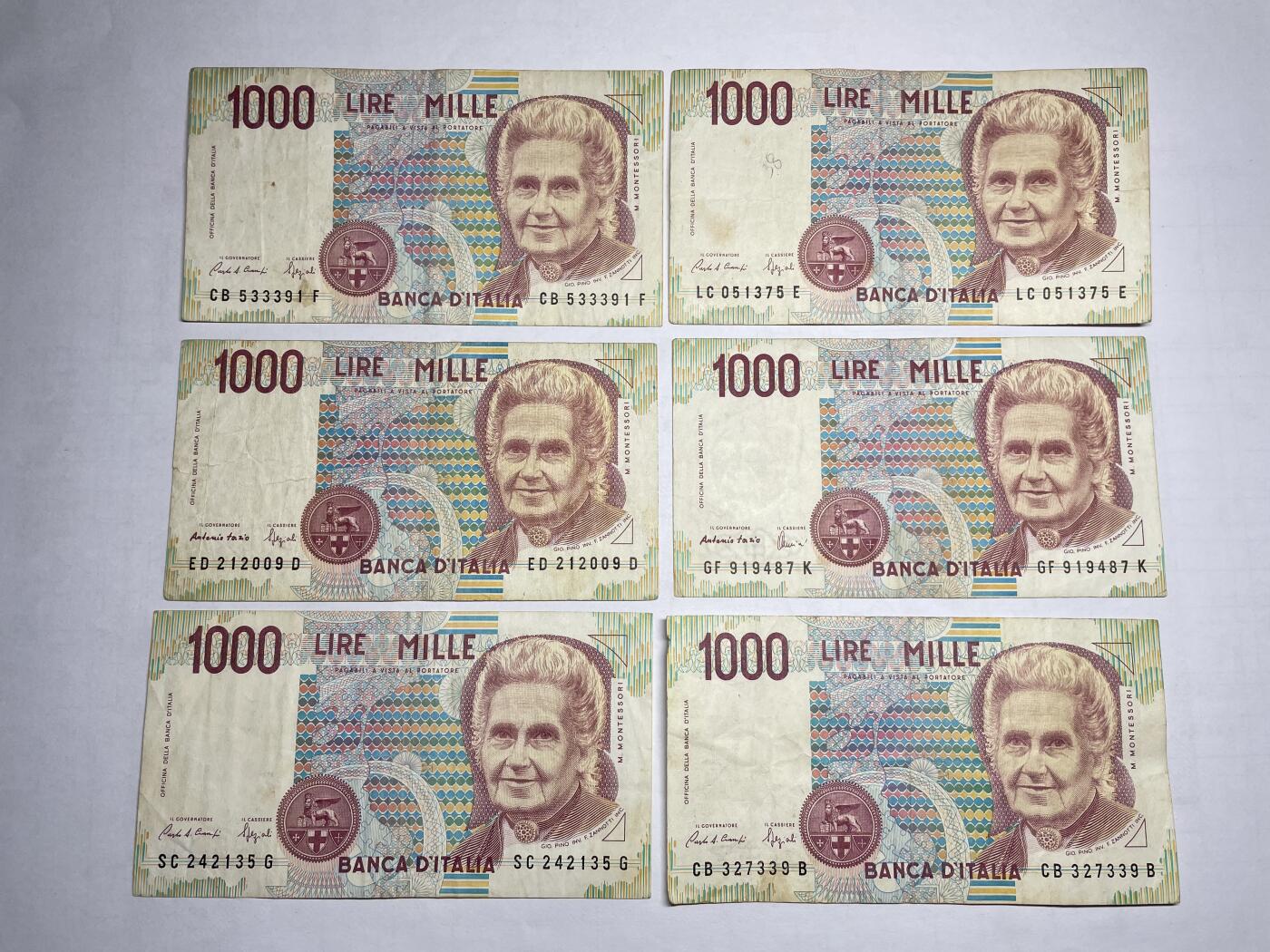 2025年集古藏今外币拍卖第二期-第10场—（总第210拍-纸币专场），本期拍完结算一次，发货时间2-3天，休息几天后继续新的一期拍卖。 意大利1000里拉6张