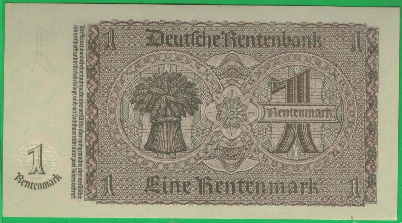 德国1937年1地租马克 P-173b 八位号码 无4 实物图 UNC
