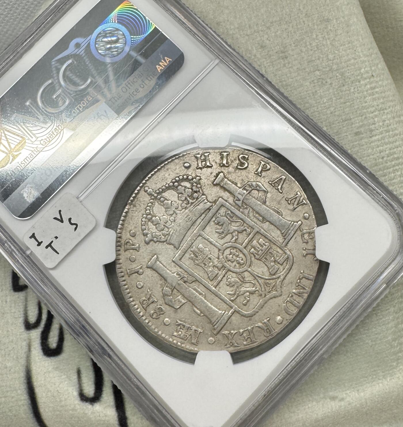 “一元初始，万象更新”新年新铺开张（第5期） NGC-XF45 1820年西属秘鲁斐迪南七世8R，打制清晰，底光犹在，出分不易，盒子左侧边缘小磕