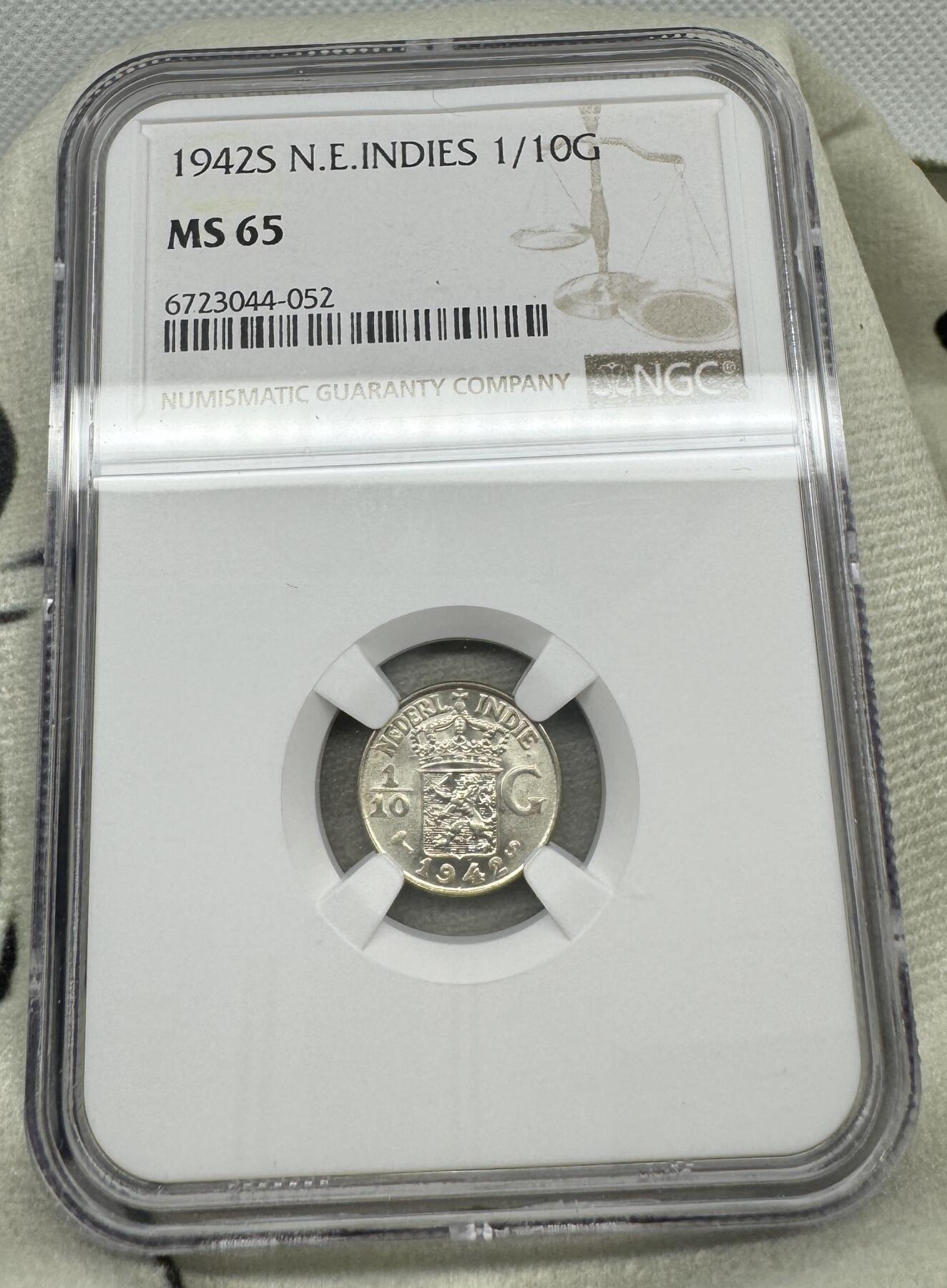 “一元初始，万象更新”新年新铺开张（第5期） NGC-MS65 1942年S版荷属东印度1/10盾