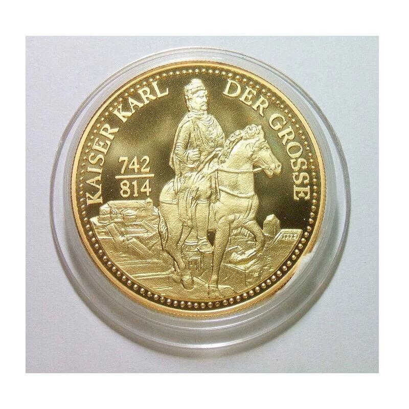 法兰克王国查理曼大帝+鹰徽 高浮雕精制大镀金章 40MM