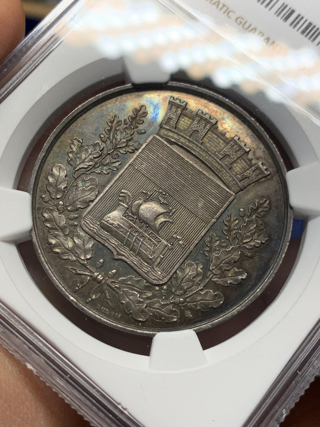 《竞宝斋》第355场 周日，周一，周二 3场连拍 （全场包邮） NGC-MS63 法国塞纳省咨询委员会银质代币，1842-1845年船首边铭