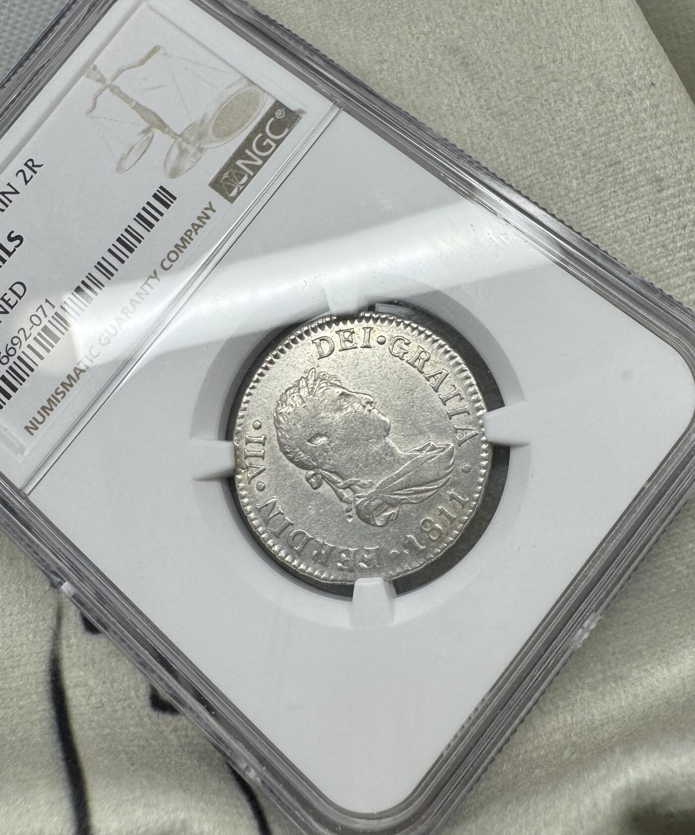 “一元初始，万象更新”新年新铺开张（第5期） NGC-AUD 1911年西班牙斐迪南七世2里亚尔