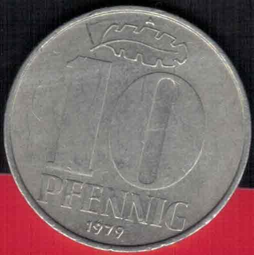 德国(民主德国 东德)1979年10芬尼 字母A 欧洲 实物图 八五品