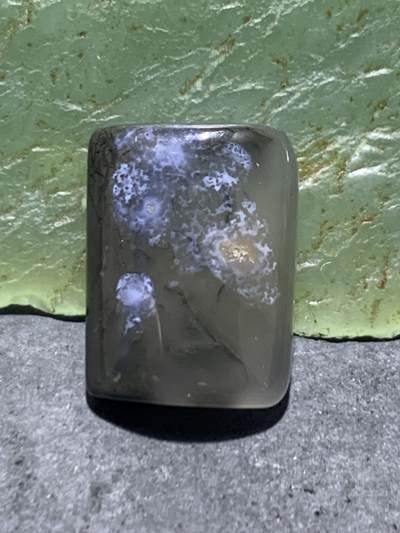 冰透高玉化草花纹黑玛瑙通货戒面一个 - 冰透高玉化草花纹黑玛瑙通货戒面一个