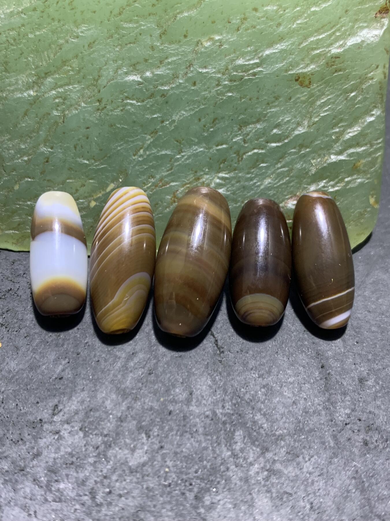 千层纹缠丝玛瑙通货桶珠5颗
