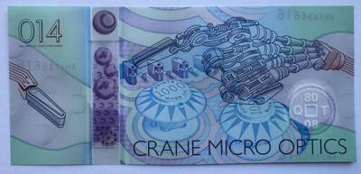 2025第5场（总第205期）：测试钞、纪念券、外钞综合场 - 美国Crane“弹珠”Motion Surface®微光学安全线～眼睛014系列塑料测试钞UNC