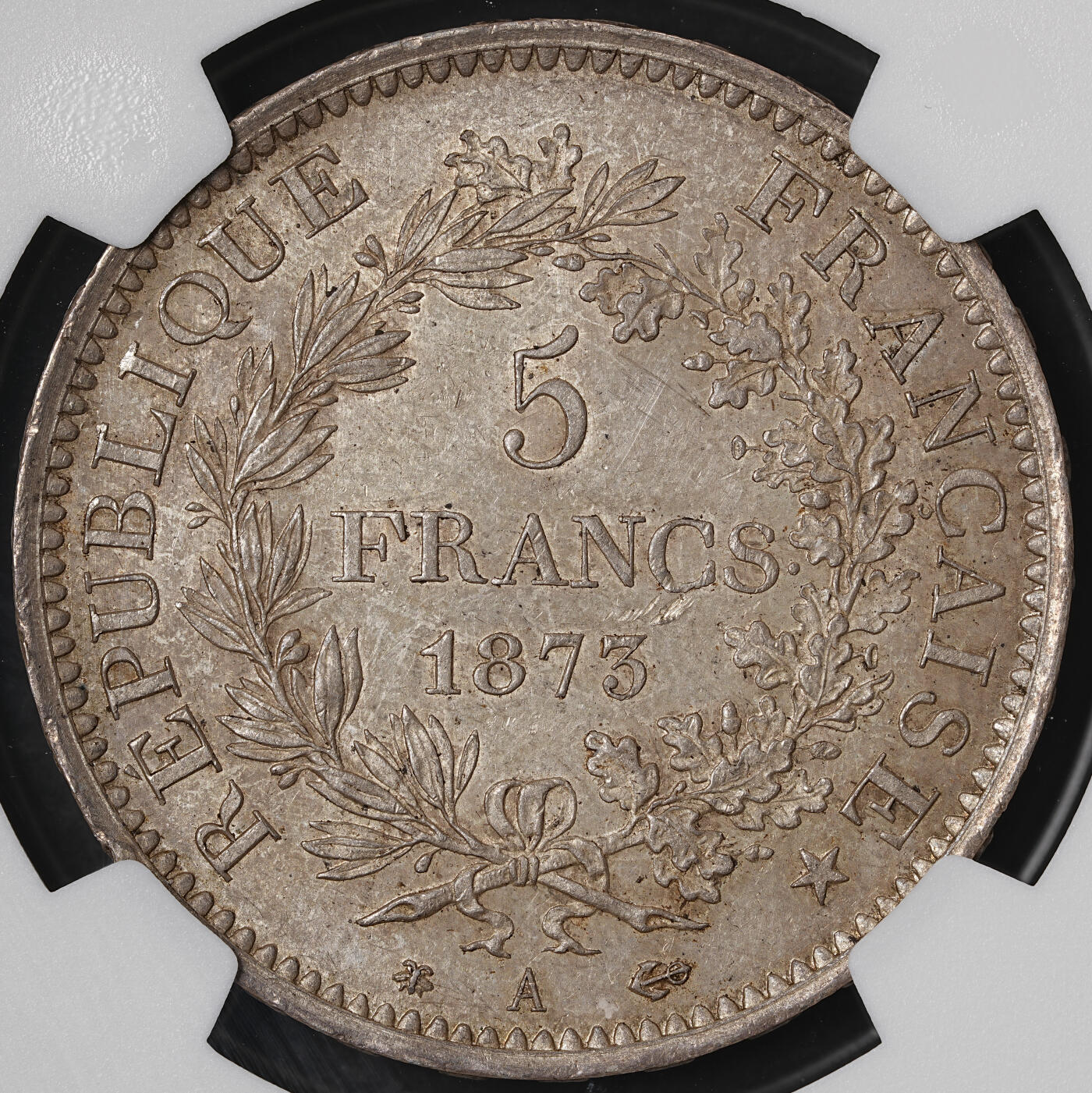 修遠堂世界钱币第五十八期 NGC MS63 1873年法国大力神5法郎大银币