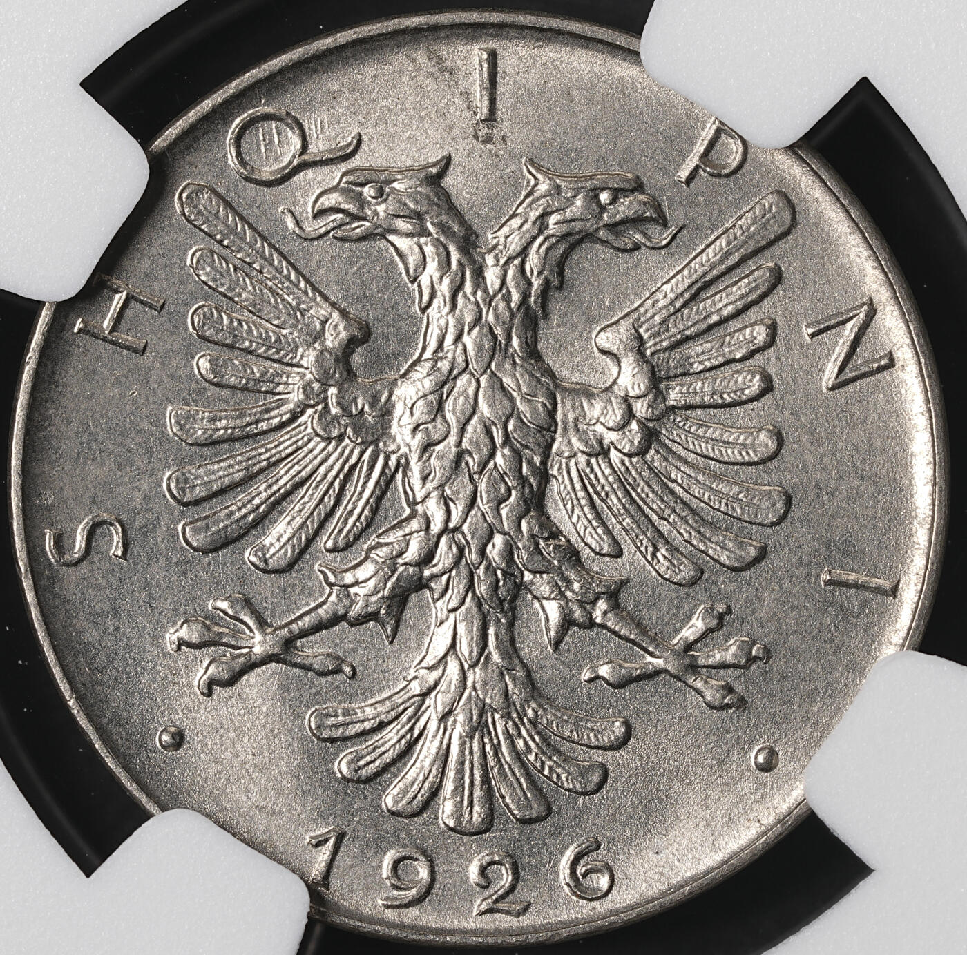 修遠堂世界钱币第五十八期 NGC MS65 1926年阿尔巴尼亚1/2 LEK