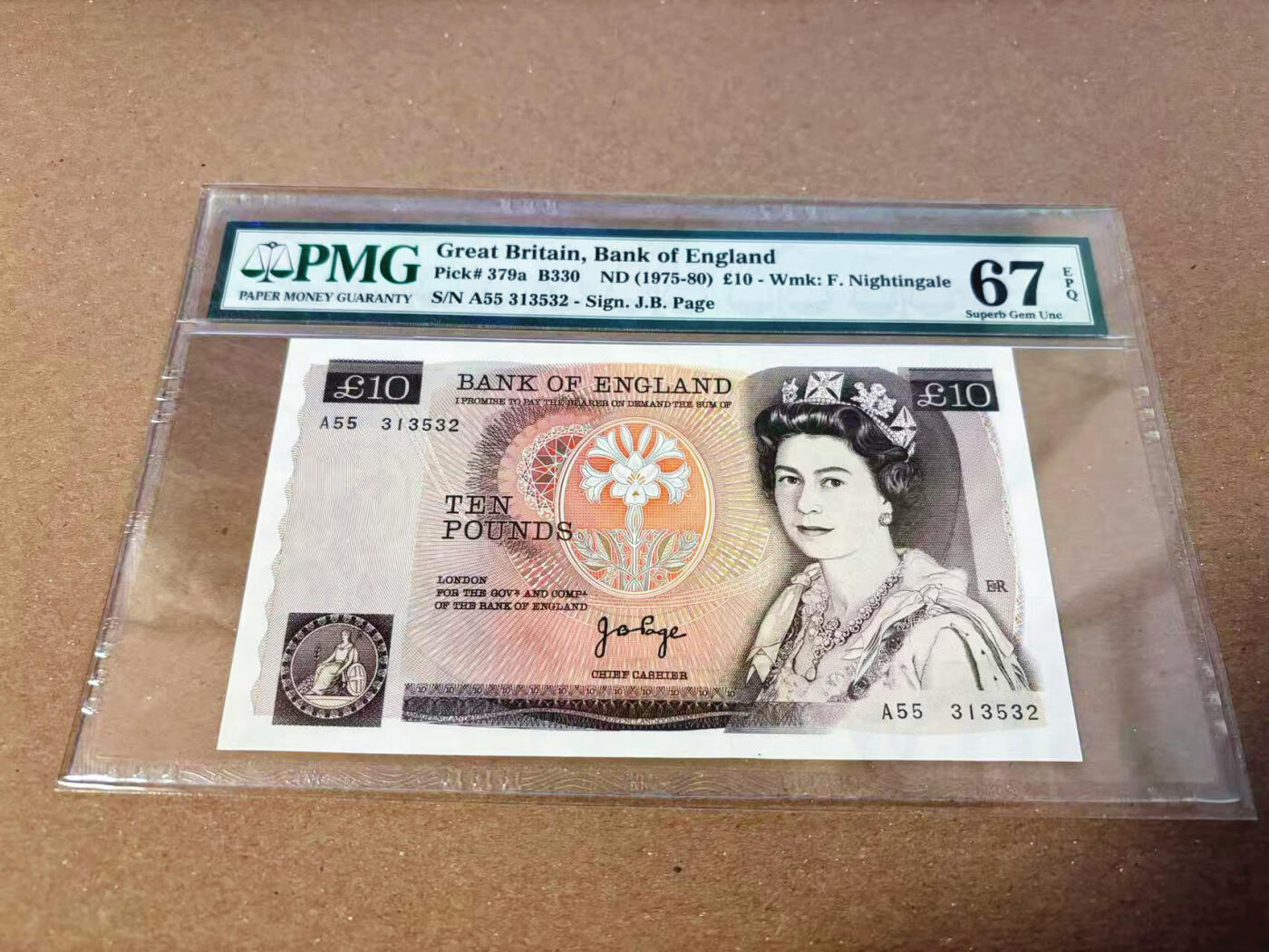 【Blue Auction】✨世界纸币精拍第622期【精】 【a版无47】英国 1975-80年10镑 PMG67EPQ 高分 