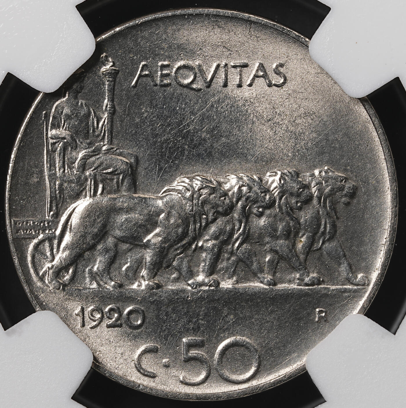 修遠堂世界钱币第五十八期 NGC MS64 1920年意大利50分