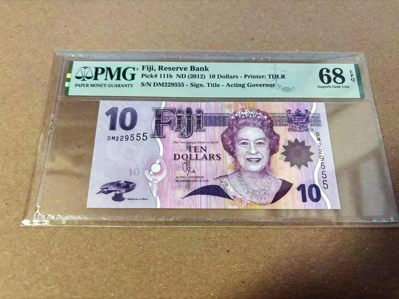 【Blue Auction】✨世界纸币精拍第622期【精】 【555豹子号无47】斐济 2012年10元 PMG68EPQ 超高分