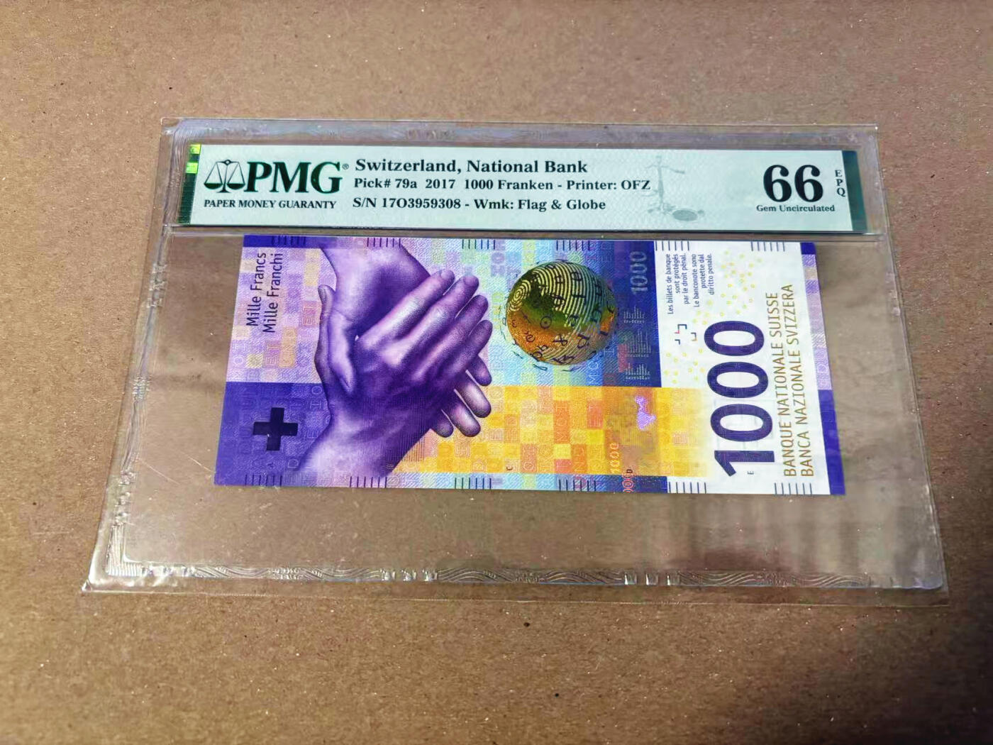 【Blue Auction】✨世界纸币精拍第622期【精】 【无47】瑞士 2017年1000法郎 PMG66EPQ 