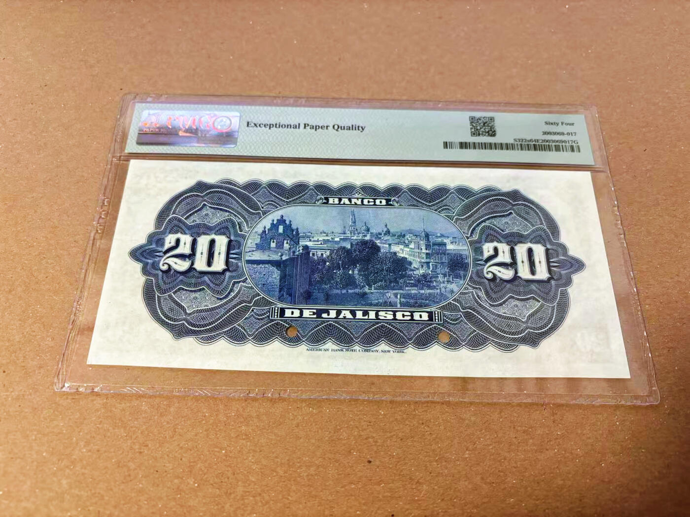 【Blue Auction】✨世界纸币精拍第622期【精】  【目录价750美金】墨西哥 1902-14年20比索 正面女神&背面城市风景唯美 ABNC出品 雕刻细腻 PMG64EPQ 超大票幅 非常耐看的一张