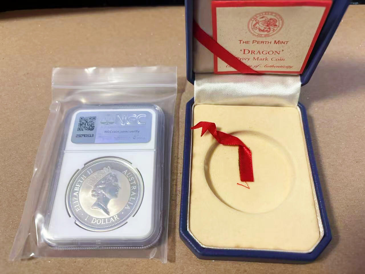 【Blue Auction】✨世界纸币精拍第622期【精】  【带盒】澳大利亚 1997年1元银币(Kookaburra-Gold Dragon) NGC PF69 