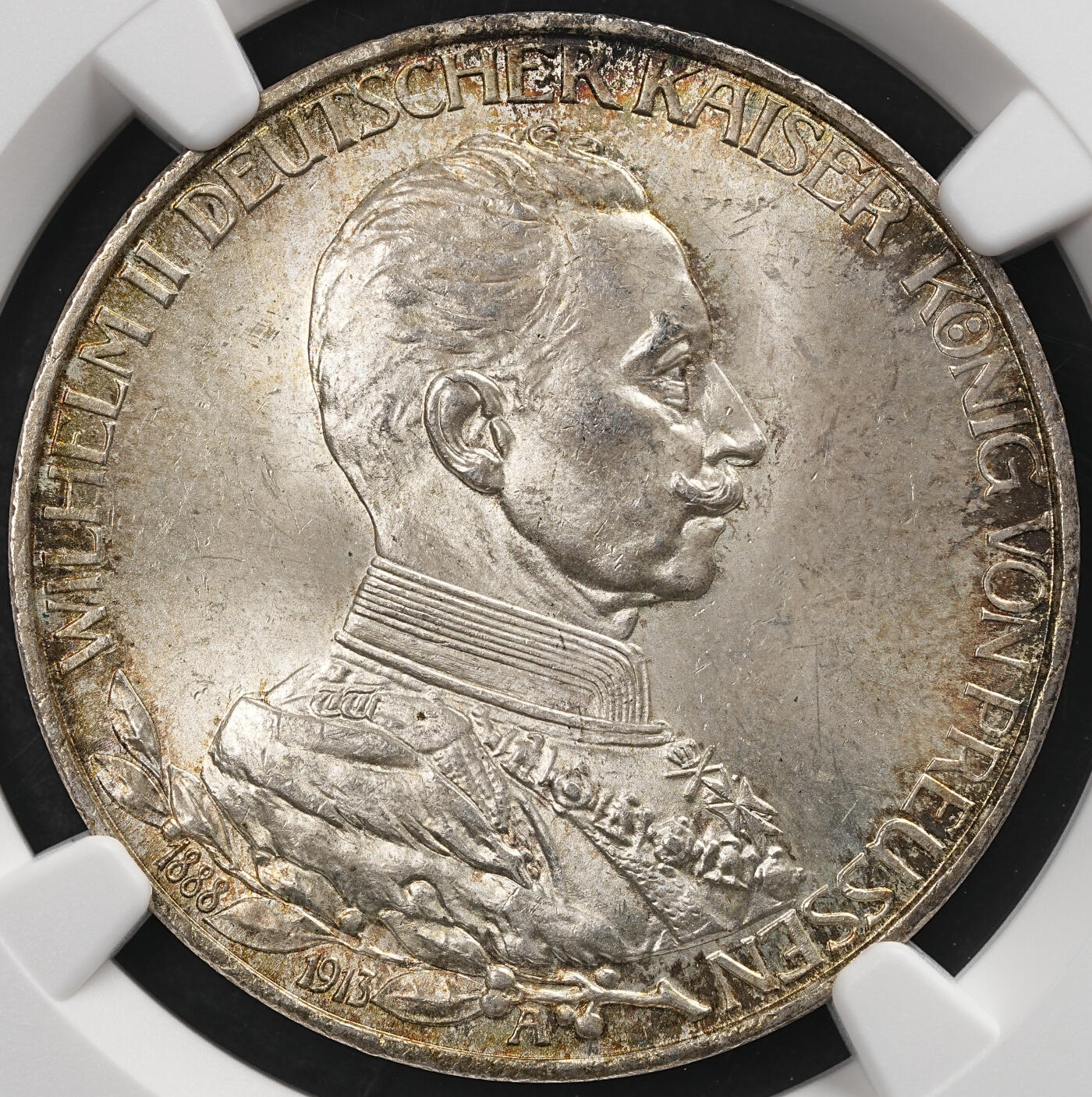 修遠堂世界钱币第五十八期 NGC MS64 1913年普鲁士威廉二世执政25周年纪念3马克银币