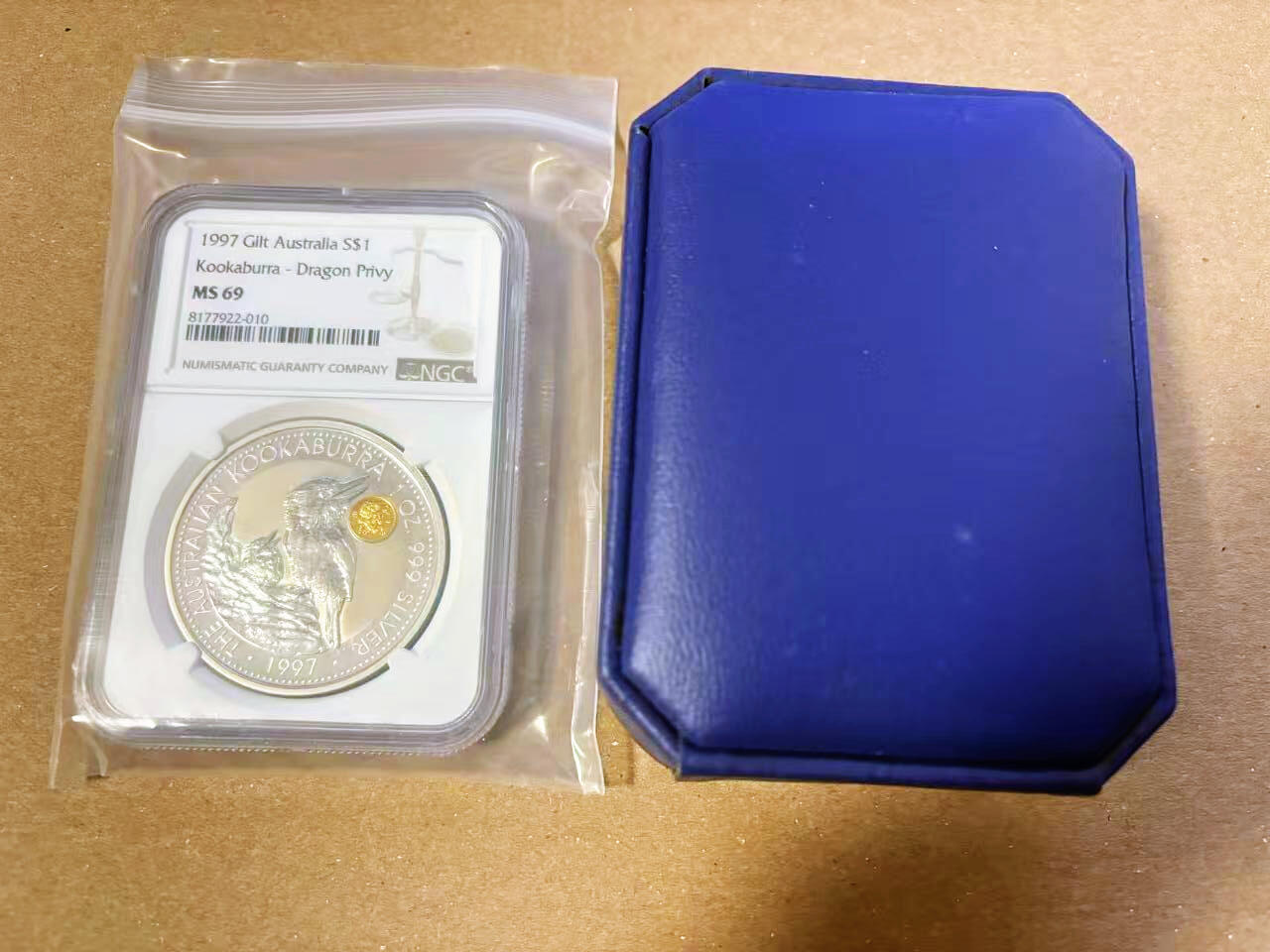 【Blue Auction】✨世界纸币精拍第622期【精】  【带盒】澳大利亚 1997年1元银币(Kookaburra-Gold Dragon) NGC PF69 