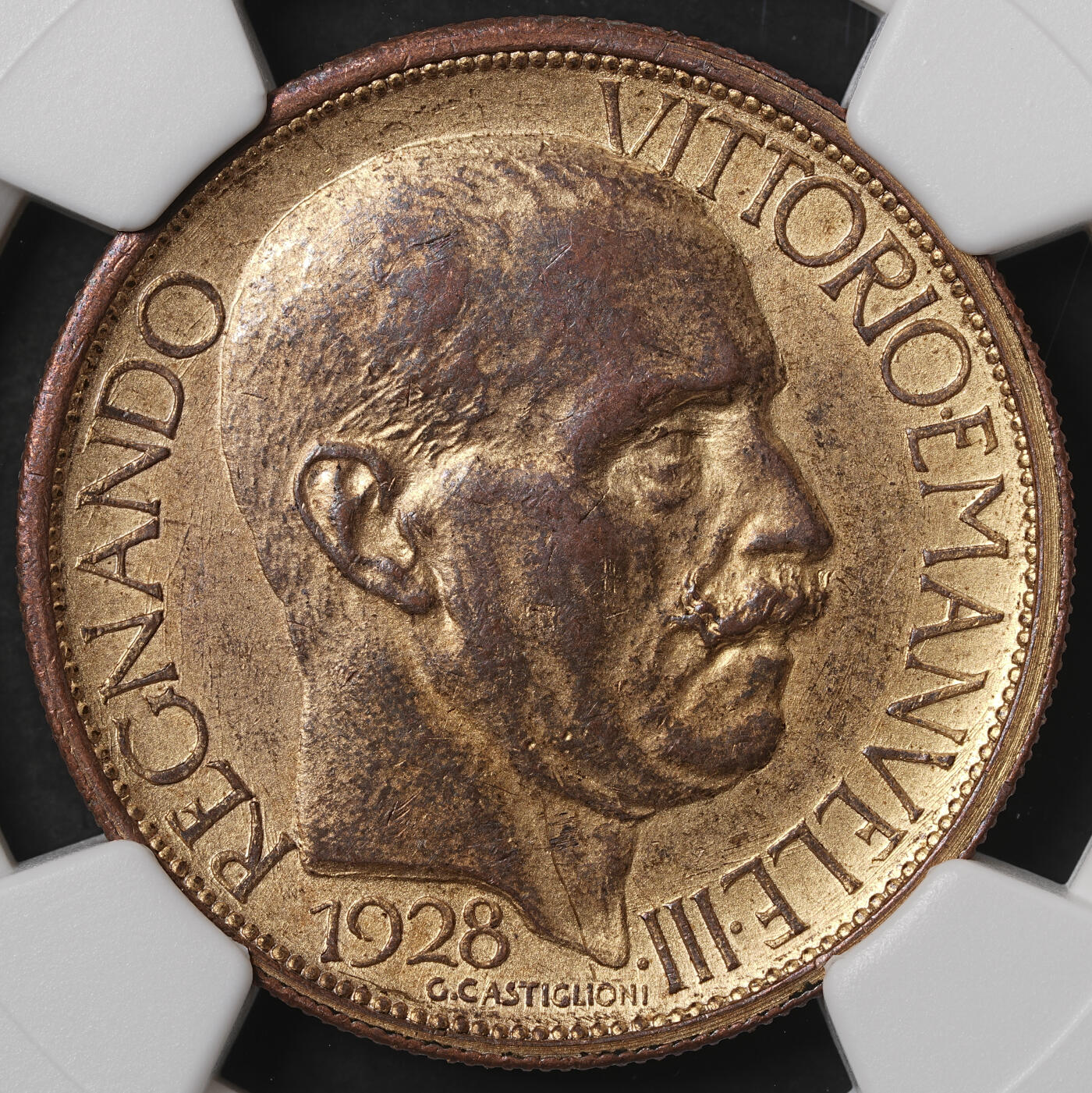 修遠堂世界钱币第五十八期 NGC AU58 1928年米兰博览会2里拉代用币 铜鎏金