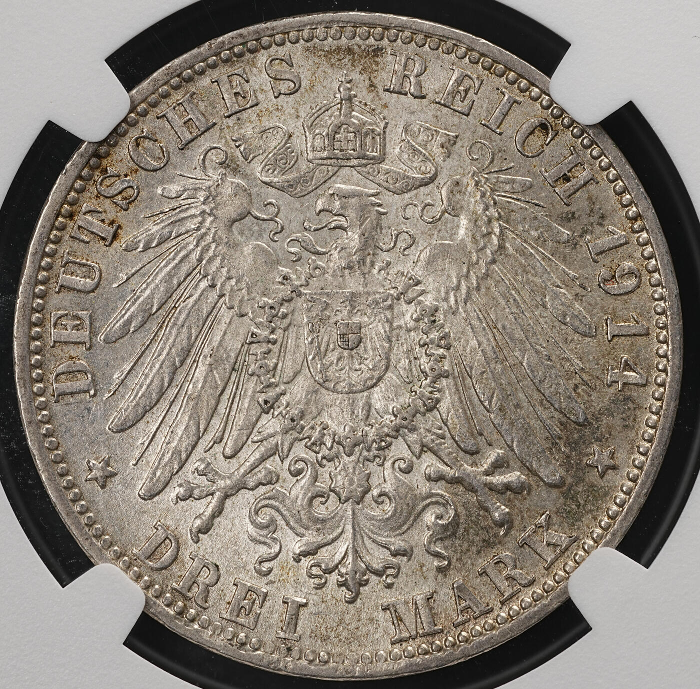 修遠堂世界钱币第五十八期 NGC MS63 1914年巴伐利亚3马克银币 流通马克MS较少见
