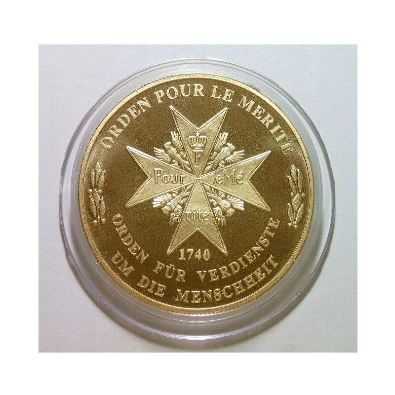 德国1991年普鲁士 十字勋章+大炮鹰徽高浮雕精制大镀金章 40MM   