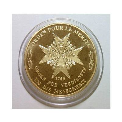 德国1991年普鲁士 十字勋章+大炮鹰徽高浮雕精制大镀金章 40MM    - 德国1991年普鲁士 十字勋章+大炮鹰徽高浮雕精制大镀金章 40MM   