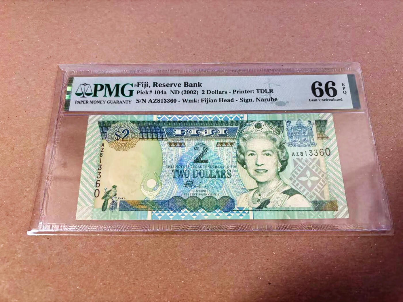 【Blue Auction】✨世界纸币精拍第622期【精】 【无47】斐济 2002年2元 女王 PMG66EPQ 