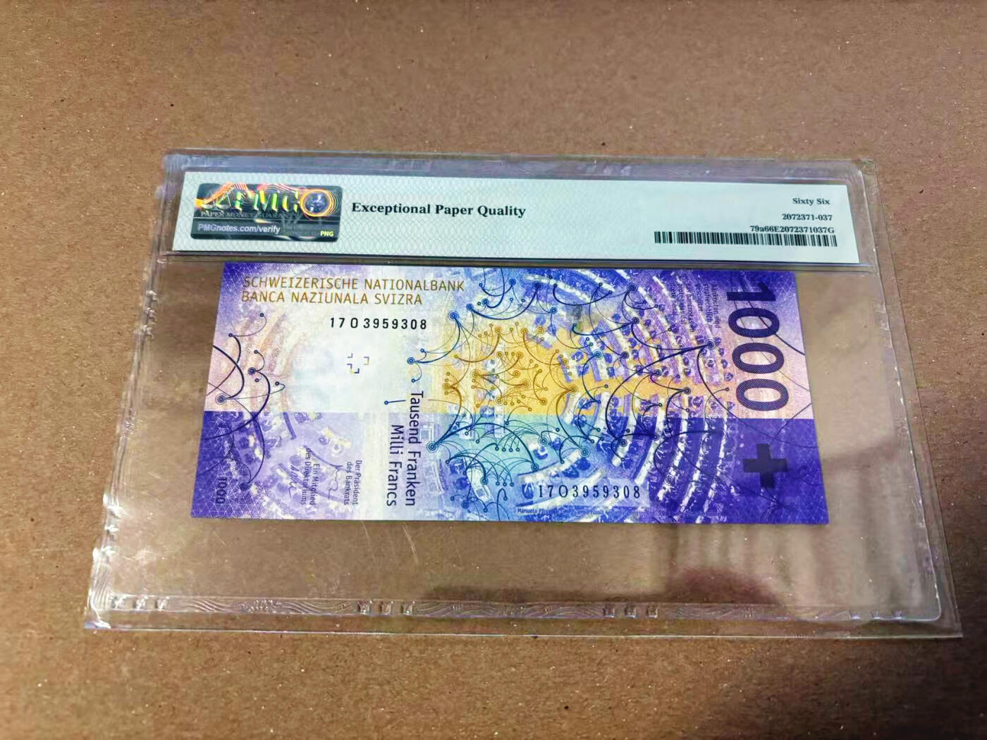 【Blue Auction】✨世界纸币精拍第622期【精】 【无47】瑞士 2017年1000法郎 PMG66EPQ 