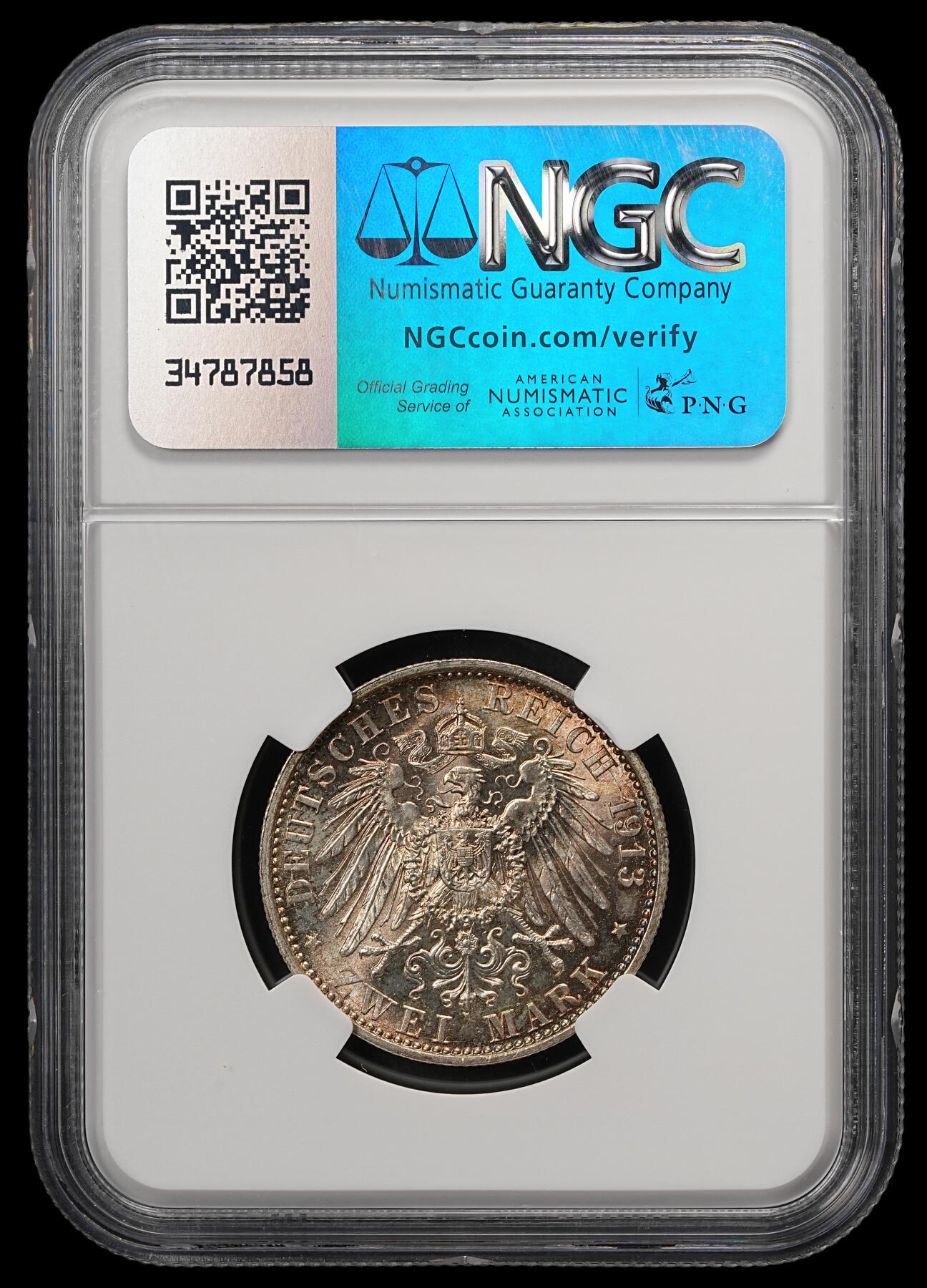 修遠堂世界钱币第五十八期 NGC MS64 1913年威廉二世执政25周年纪念2马克银币