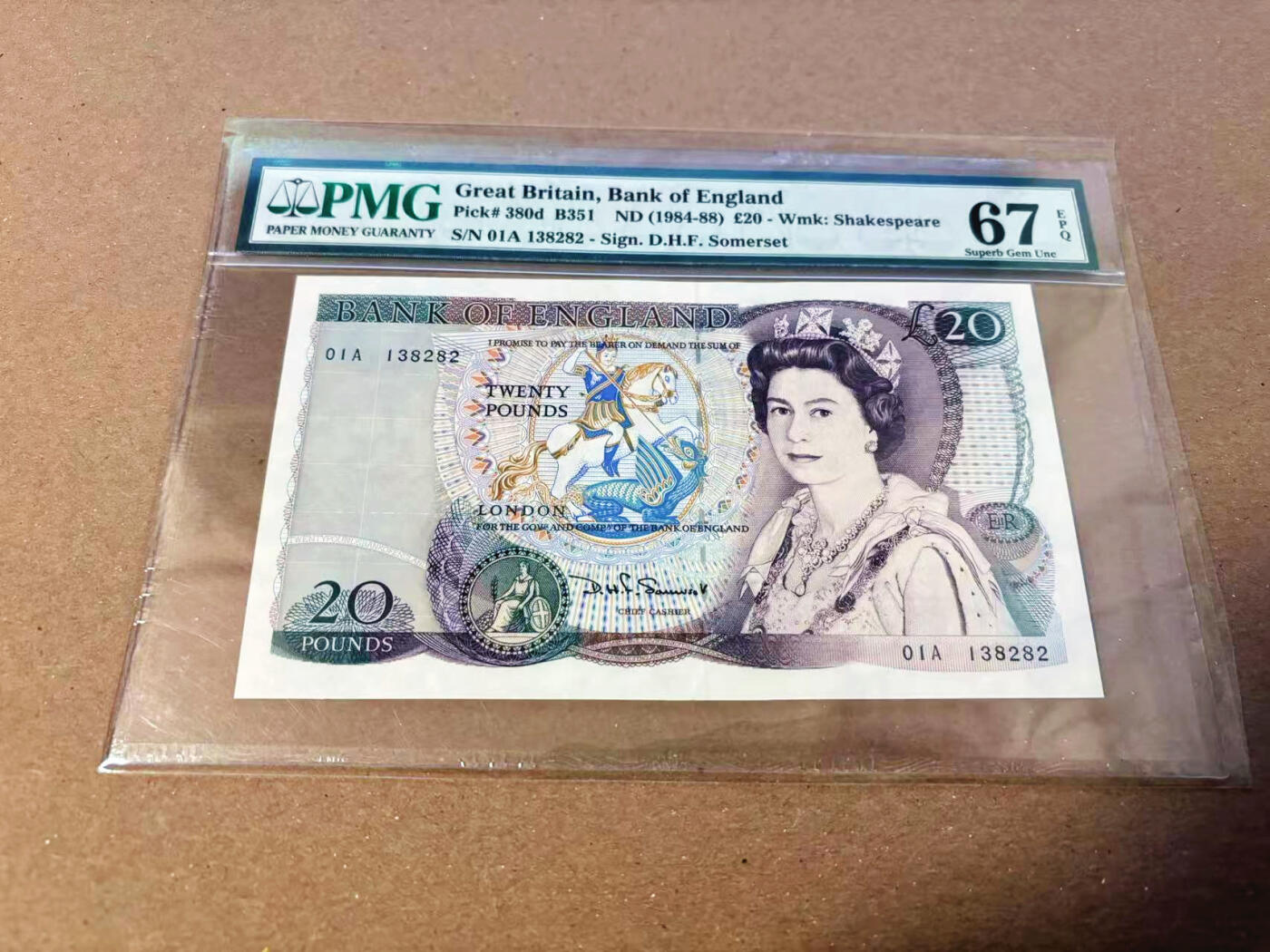 【Blue Auction】✨世界纸币精拍第622期【精】 【01A冠无47】英国 1984-88年20镑 PMG67EPQ 高分 