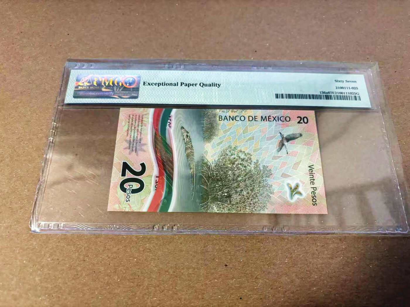 【Blue Auction】✨世界纸币精拍第622期【精】 【AA无47】墨西哥 2021年20比索 PMG67EPQ 高分