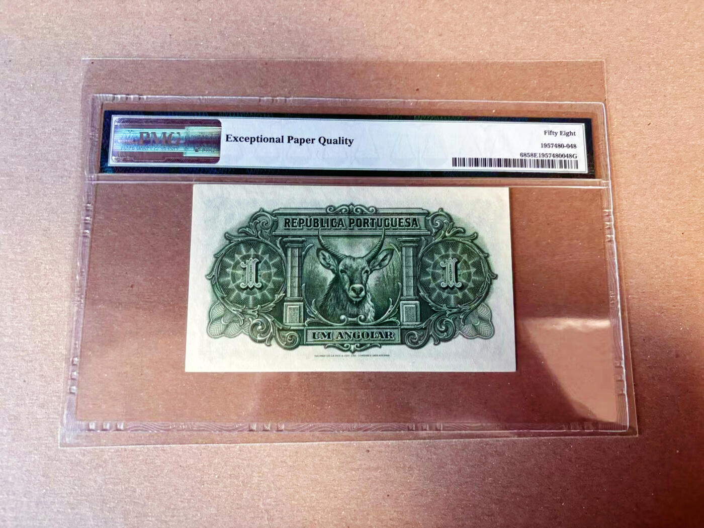 【Blue Auction】✨世界纸币精拍第622期【精】 安哥拉 早期 1942年1Angolar PMG58EPQ 少见品种 老壳 满版水印