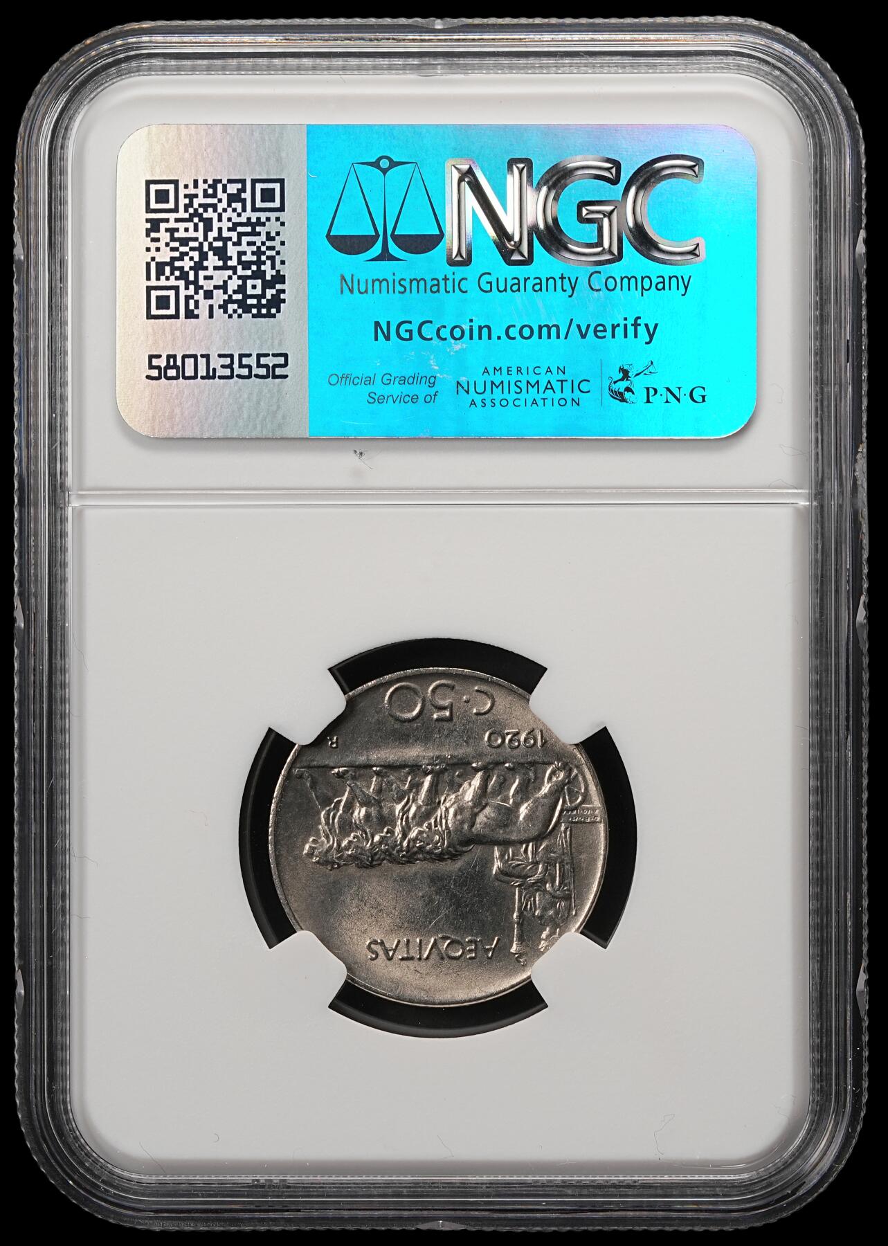 修遠堂世界钱币第五十八期 NGC MS64 1920年意大利50分