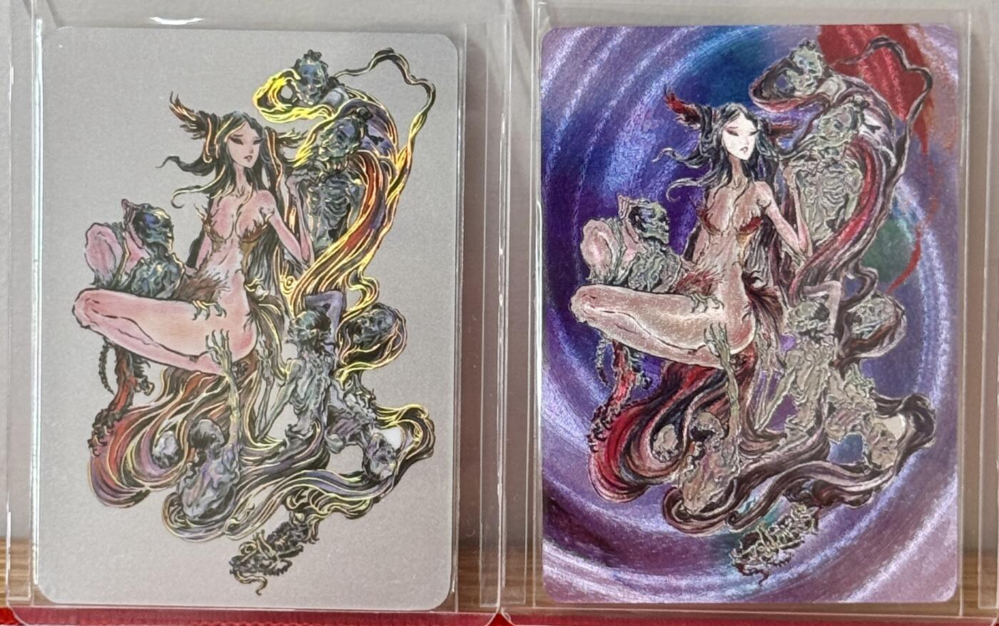 白泽拍卖卡牌手绘专场第13期（昨夜一霎雨，天意苏群物） 2024 启读文化 封神九尾狐狸精2张 粗闪（068/100），1克银卡（091-100） 卡夹封装